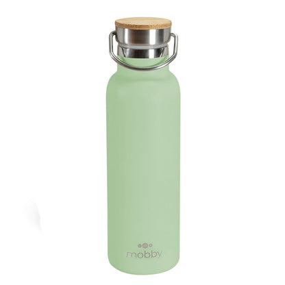 BOTELLA A.INOX 450ML D/PARED VER TAPA BAMBOO MOBBY