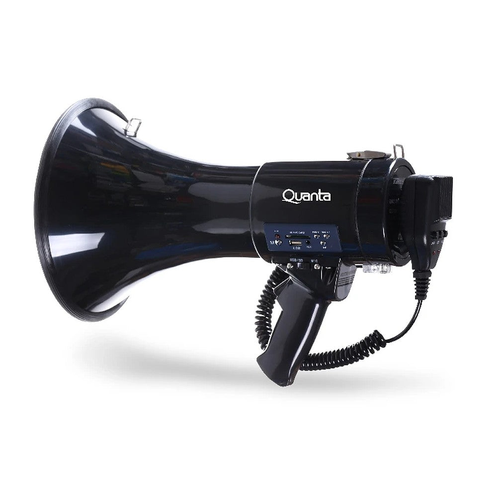 Megáfono Recargable Quanta QTMER250 250W con Grabador y Sirena Negro