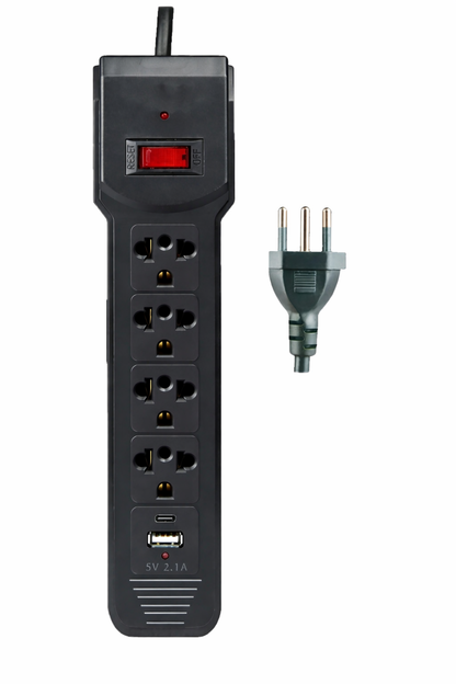 Prolongador Eléctrico SATE A-R14 5 Tomas con USB y Interruptor