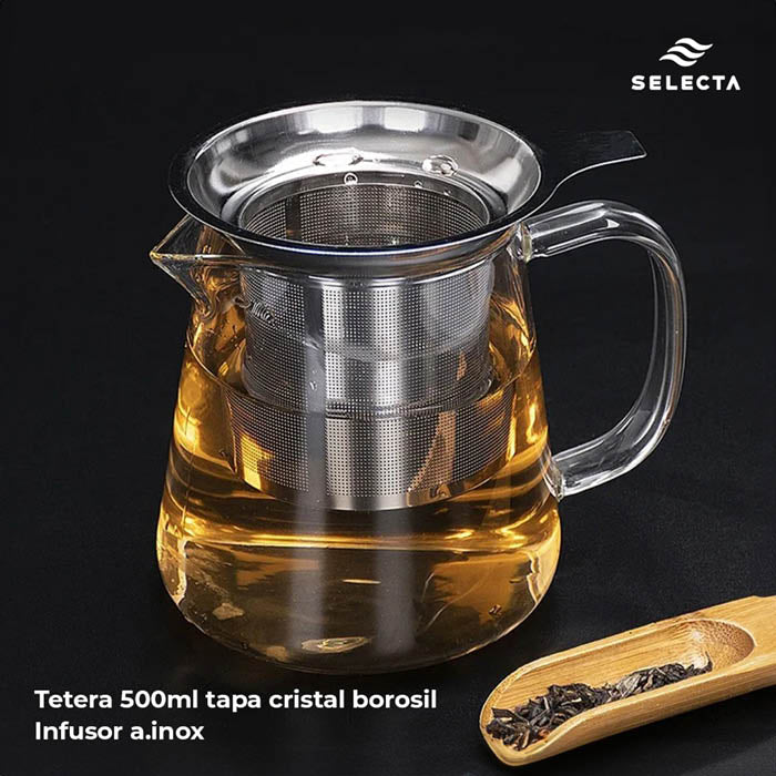 TETERA 500ML TAPA CRISTAL BOROSIL. INFUSOR A.INOX