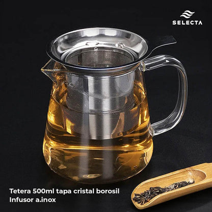 TETERA 500ML TAPA CRISTAL BOROSIL. INFUSOR A.INOX