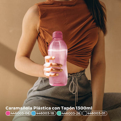 CARAMAÑOLA PLASTICA CON TAPON 1300ML ROSADA SELECTA