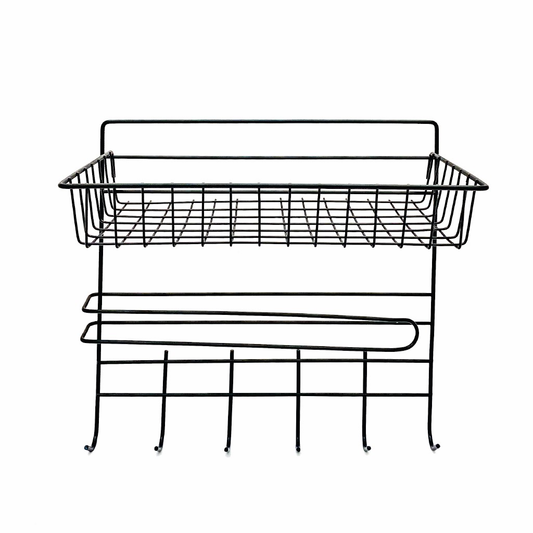 ORGANIZADOR/PORTA ROLLO ACERO 30x14x29CM NEGRO