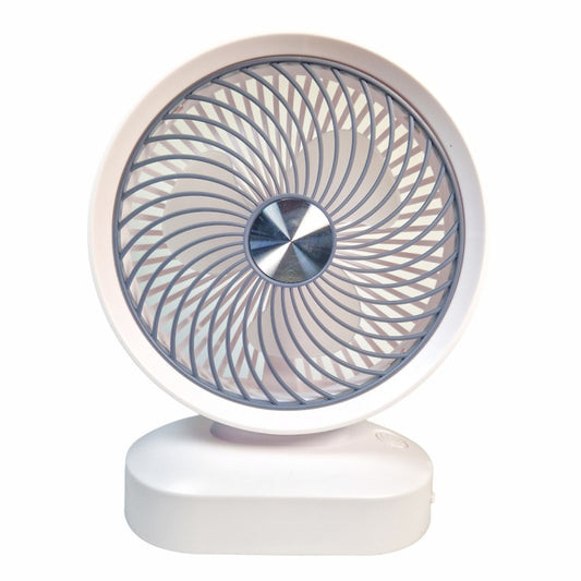 VENTILADOR DE MESA PORTÁTIL A BATERÍA RECARG. ROSA. 10"