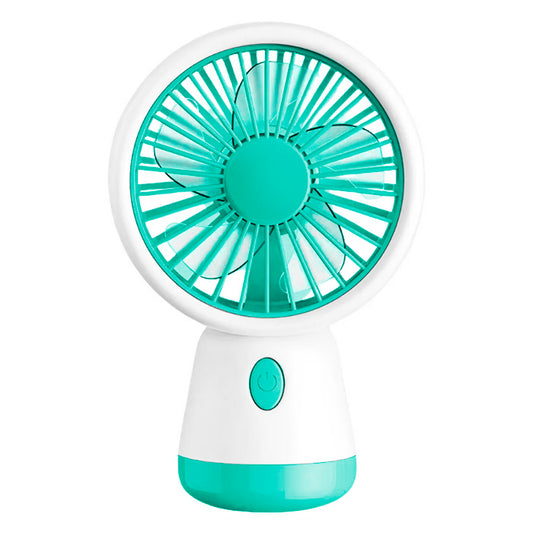VENTILADOR DE MANO PORTÁTIL A BATERÍA RECARG. VERDE. 4"