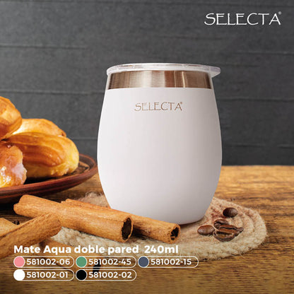 MATE 240ML DOBLE PARED BLANCO AQUA SELECTA