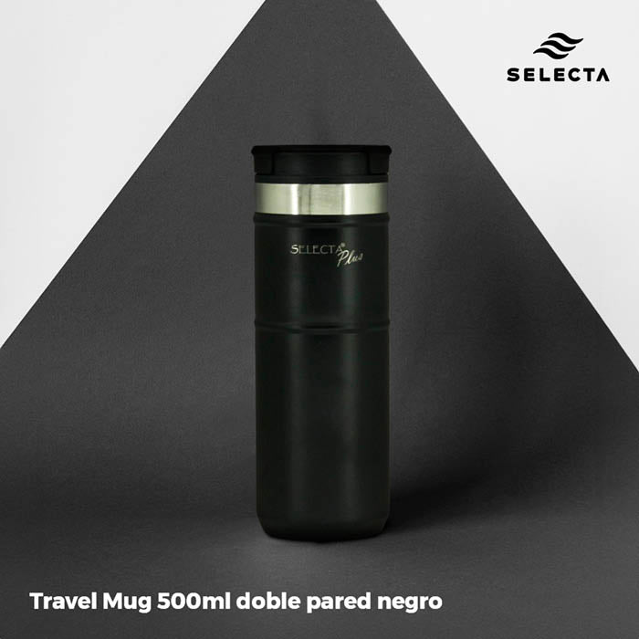 TRAVEL MUG 500ML DOBLE PARED NEGRO