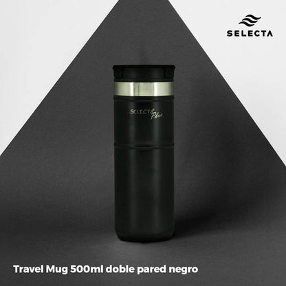 TRAVEL MUG 500ML DOBLE PARED NEGRO