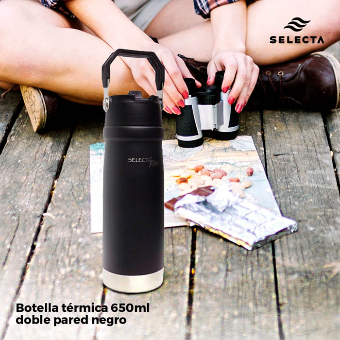 BOTELLA TERMICA 650ML DOBLE PARED NEGRO