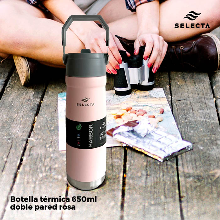 BOTELLA TERMICA 650ML DOBLE PARED ROSA