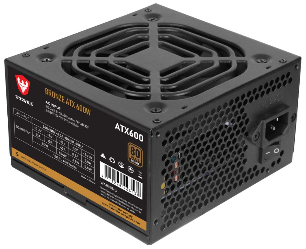 Fuente de Poder Satellite 600WB 600W 80 Plus Bronce ATX