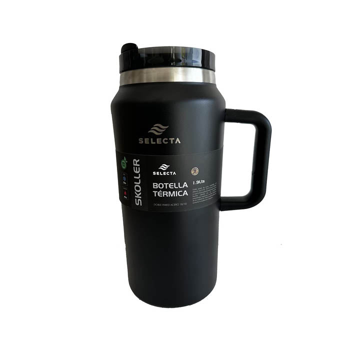 BOTELLA TERMICA 1.9L ACERO TAPA PLASTICO NEGRO