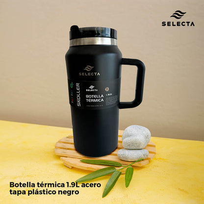 BOTELLA TERMICA 1.9L ACERO TAPA PLASTICO NEGRO
