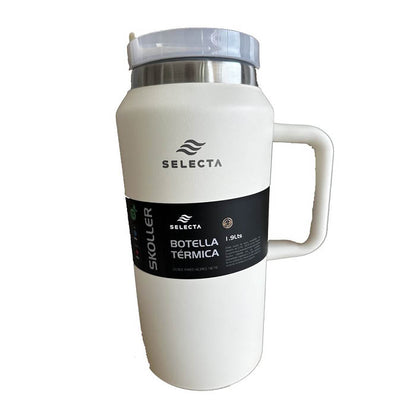 BOTELLA TERMICA 1.9L ACERO TAPA PLASTICO BLANCO