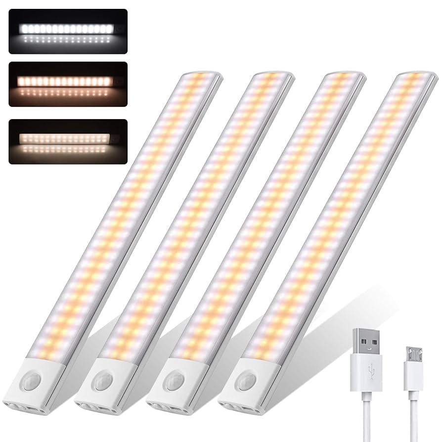 LumiBar™ 4-Pack – Motion Sensor Rechargeable Light Bars