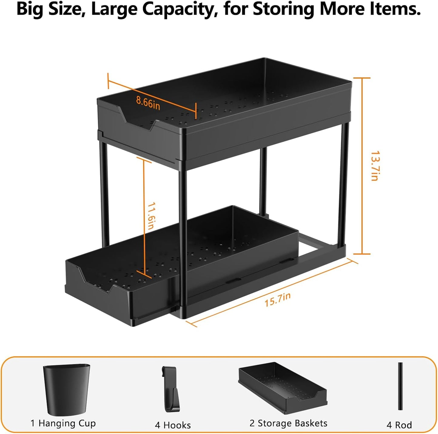 ESTANTE DOBLE PARA CONDIMENTOS 40X22X33 NEGRO HIERRO+PLÁST.