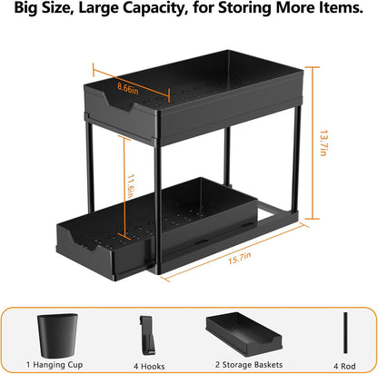 ESTANTE DOBLE PARA CONDIMENTOS 40X22X33 NEGRO HIERRO+PLÁST.