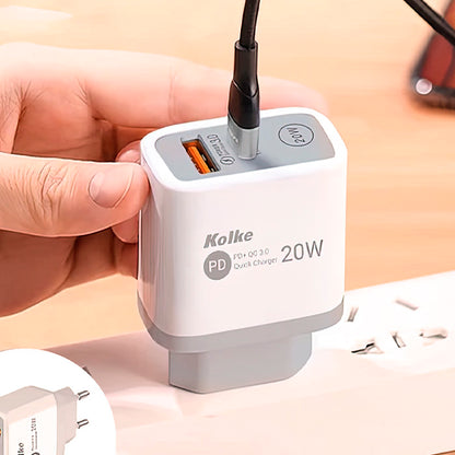 CARGADOR KOLKE CARGA RAPIDA 20W KCR-2576