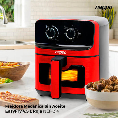 FREIDORA SIN ACEITE NAPPO EASYFRY 4,5L ROJO Y NEGRO NEF-214