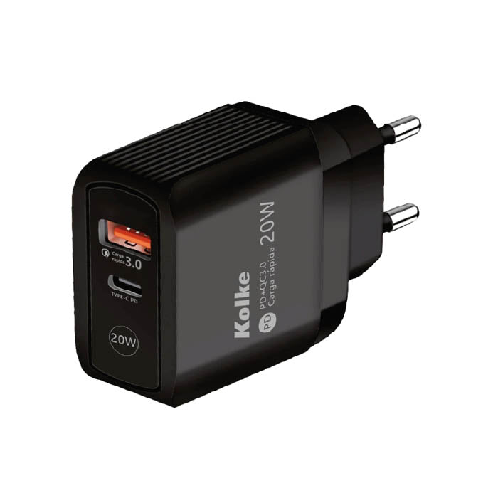 CARGADOR RAPIDO USB QC 3.0 NEGRO KCR-2749