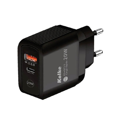 CARGADOR RAPIDO USB QC 3.0 NEGRO KCR-2749