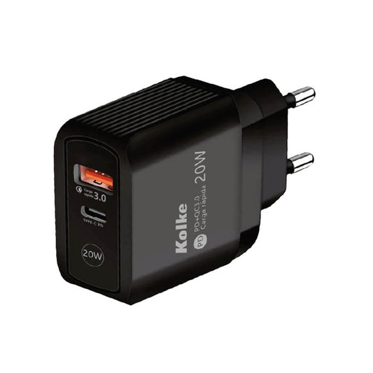 CARGADOR RAPIDO USB QC 3.0 NEGRO KCR-2749