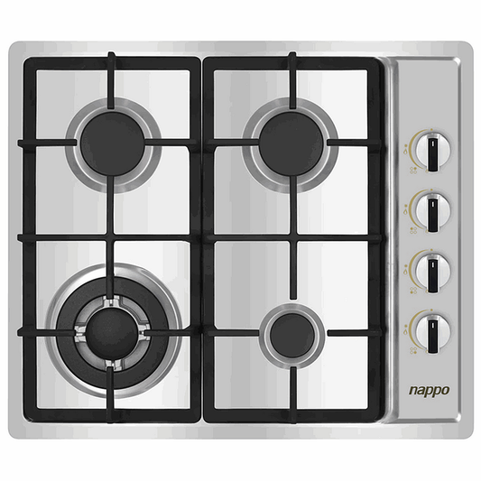 Anafe Nappo 4 Hornallas a Gas con Panel de Acero Inoxidable