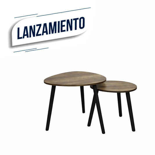 SET 2 MESAS AUXILIARES 48X48X49/39X39X36CM MADERA