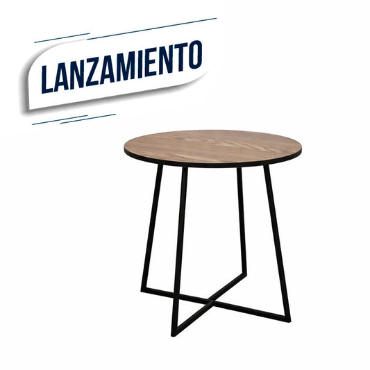 MESA AUXILIAR REDONDA 40X40X40CM MADERA Y METAL