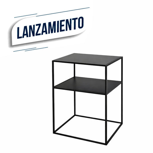 MESA AUX 2 NIVELES 37.5X37.5X50.5CM METAL NEGRO