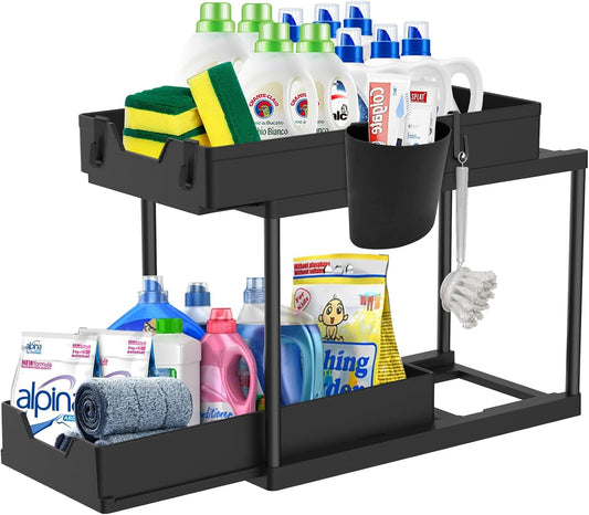 ESTANTE DOBLE PARA CONDIMENTOS 40X22X33 NEGRO HIERRO+PLÁST.