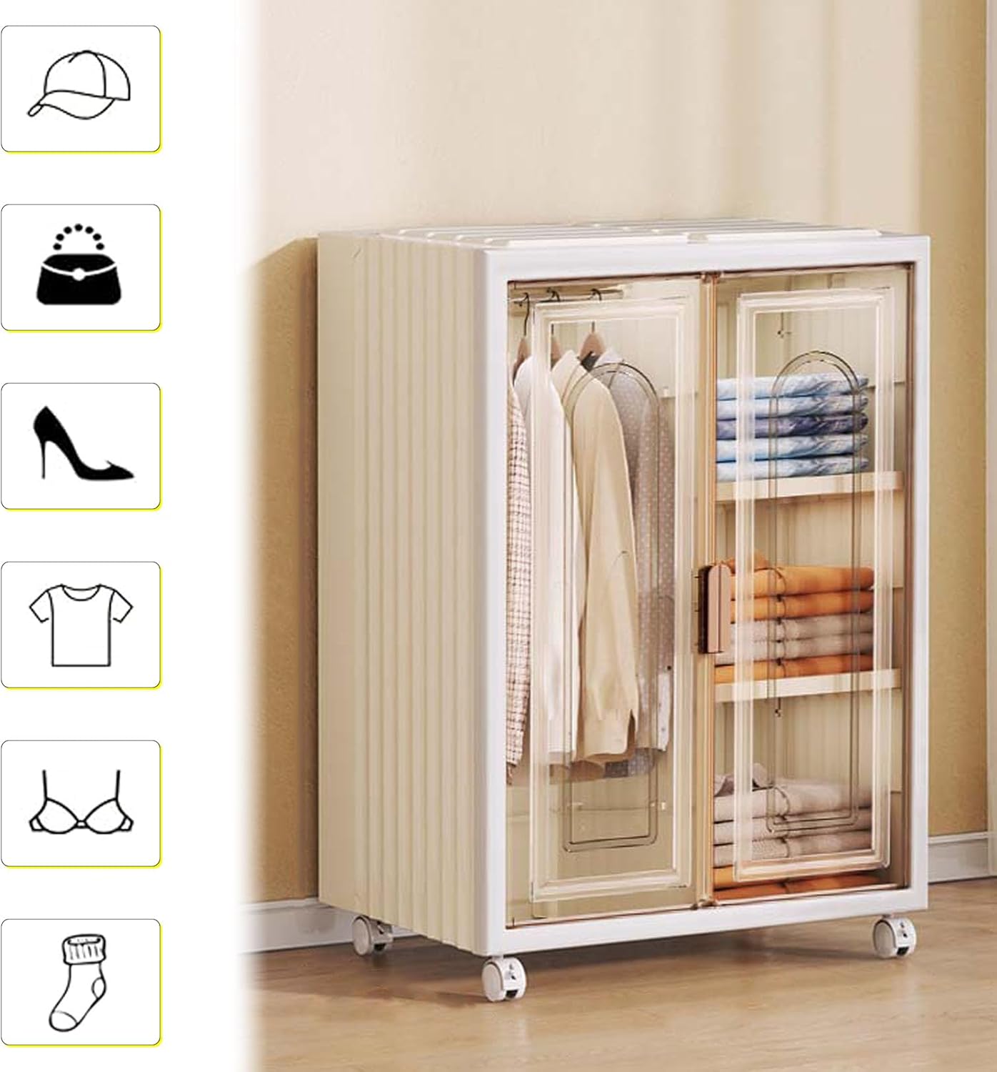 Armario Plegable SATE N1-4 con Ruedas Transparente Multiuso