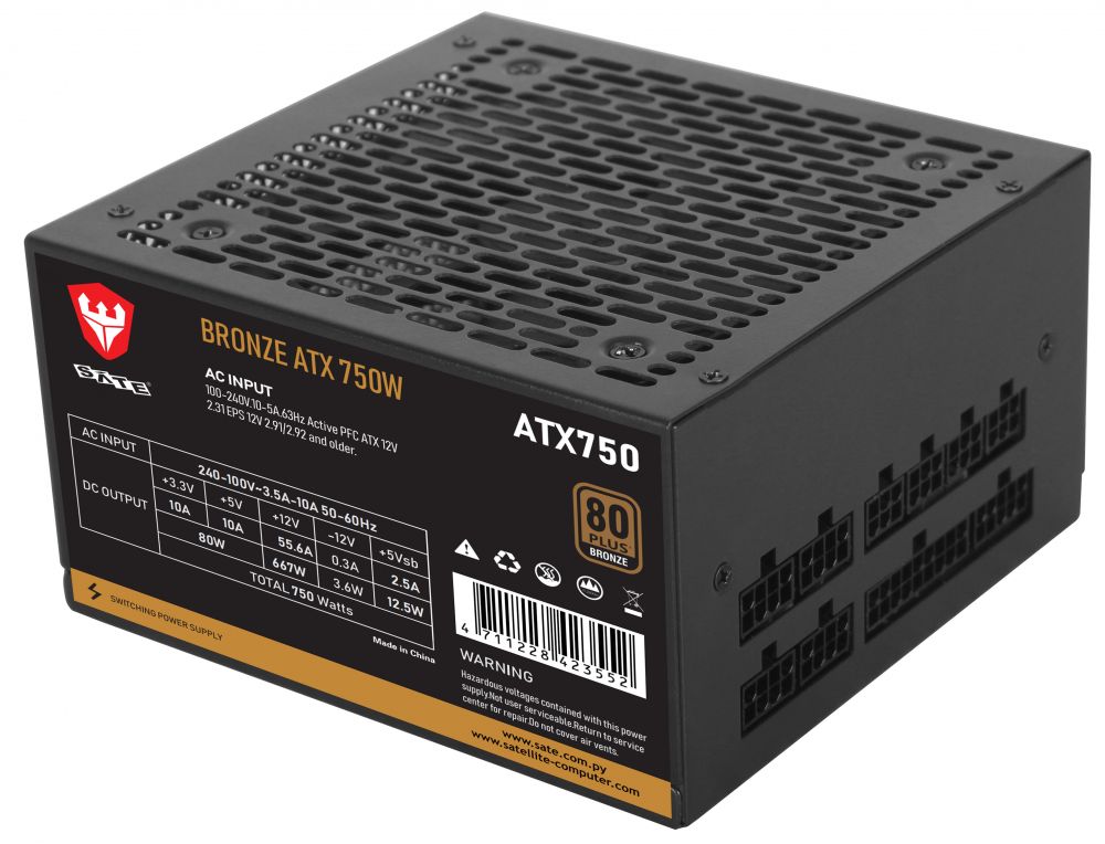 Fuente de Poder Satellite 750WB 750W 80 Plus Bronce Full Modular