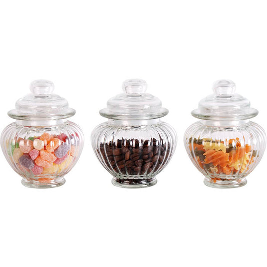 SET X3 RECIPIENTES D10xH13CM 300ML VIDRIO C/TAPA