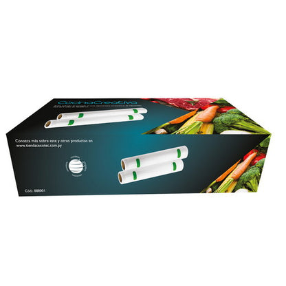 Pack Rollos 28×600 Gofrados Cocinacreativa Para Envasado Al Vacío