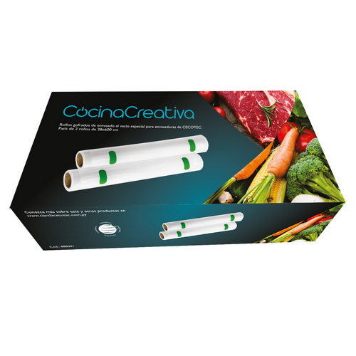 Pack Rollos 28×600 Gofrados Cocinacreativa Para Envasado Al Vacío