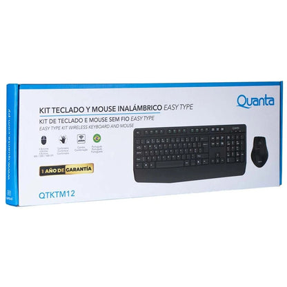 Kit Teclado y Mouse Inalámbrico Quanta QTKTM12 Easy Type Negro