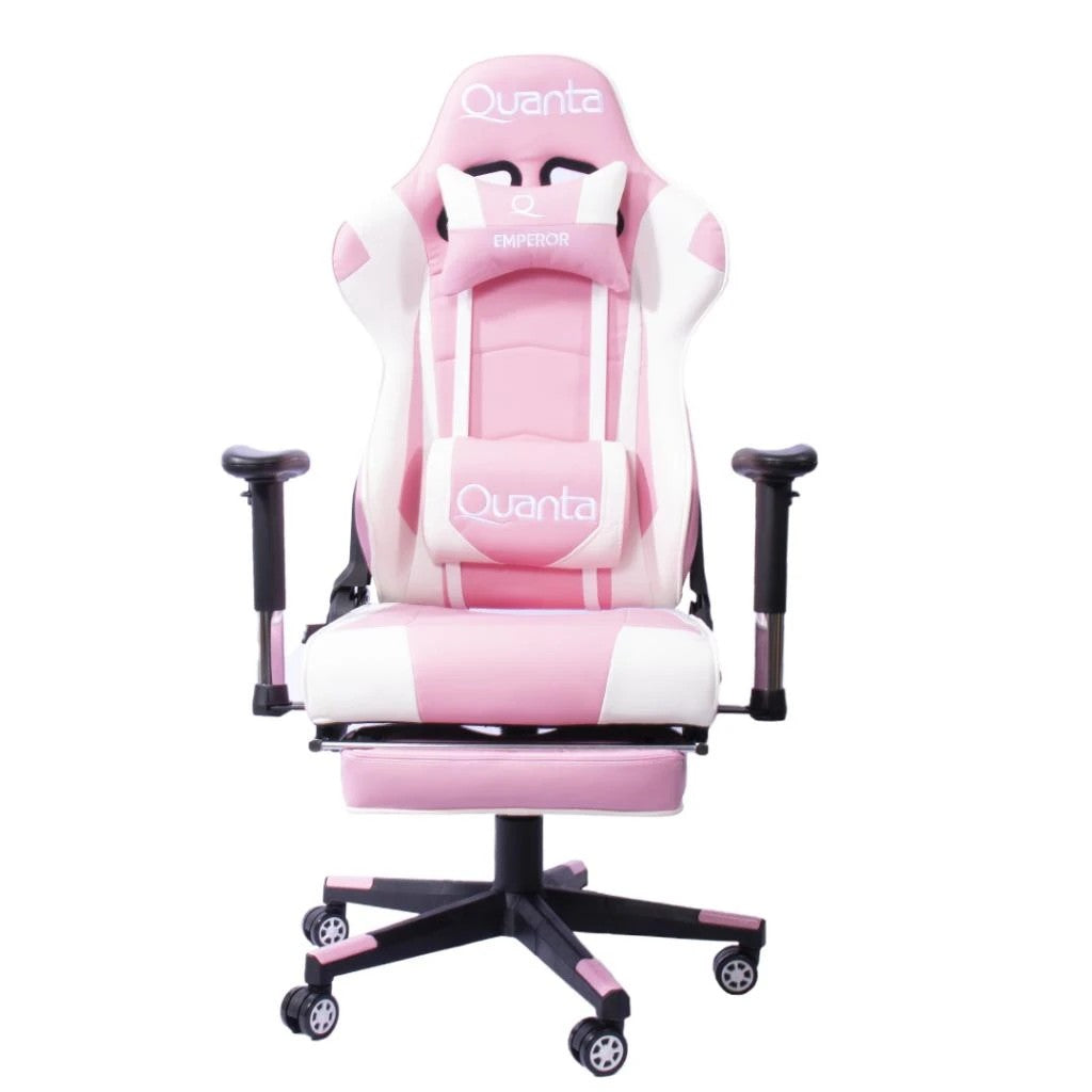 Silla Gamer Quanta QTGC20 Emperor Reclinable 170° Blanca y Rosa