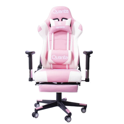 Silla Gamer Quanta QTGC20 Emperor Reclinable 170° Blanca y Rosa