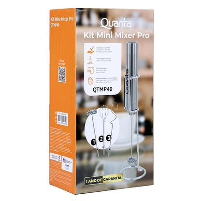 Kit Mini Mixer Pro 3 en 1 Quanta QTMP40 Recargable 4W Inox