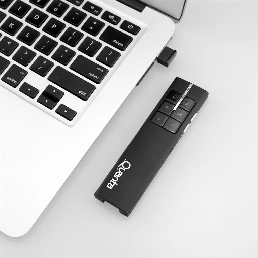 Presentador Inalámbrico Air Mouse Quanta QTPLM30 Recargable Negro
