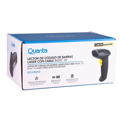 Lector de Código de Barras Quanta QTLCB200 1D con Cable Negro