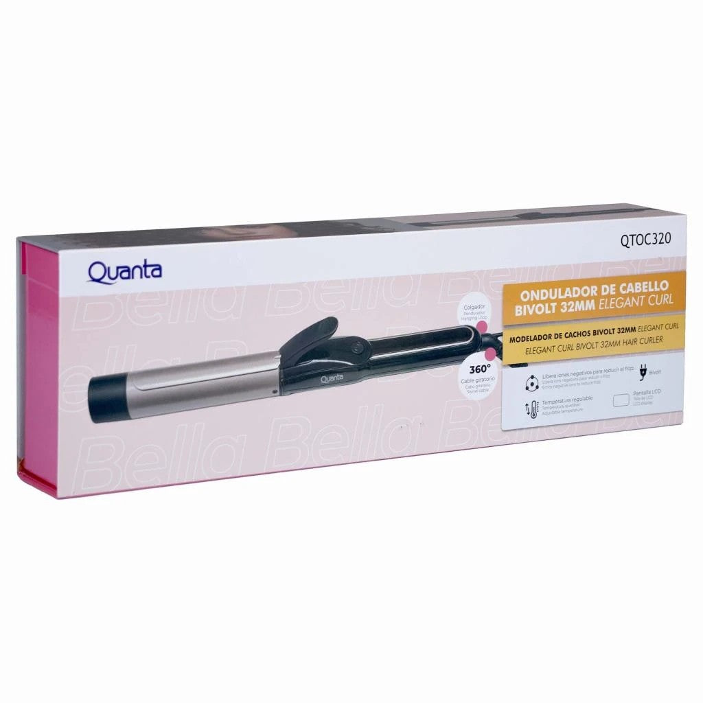 Ondulador de Cabello Quanta QTOC320 Elegant Curl 32mm Bivolt Negro