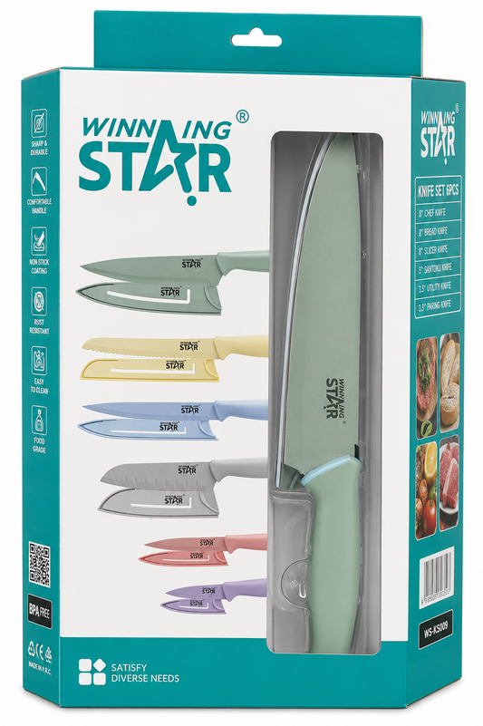 Juego de Cuchillos 6 Piezas ST-7808 Antiadherente Cocina