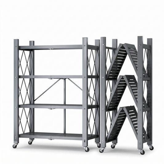 Estantería Plegable con Ruedas SATE A13-463H Gris 4 Niveles 71x34x126 cm