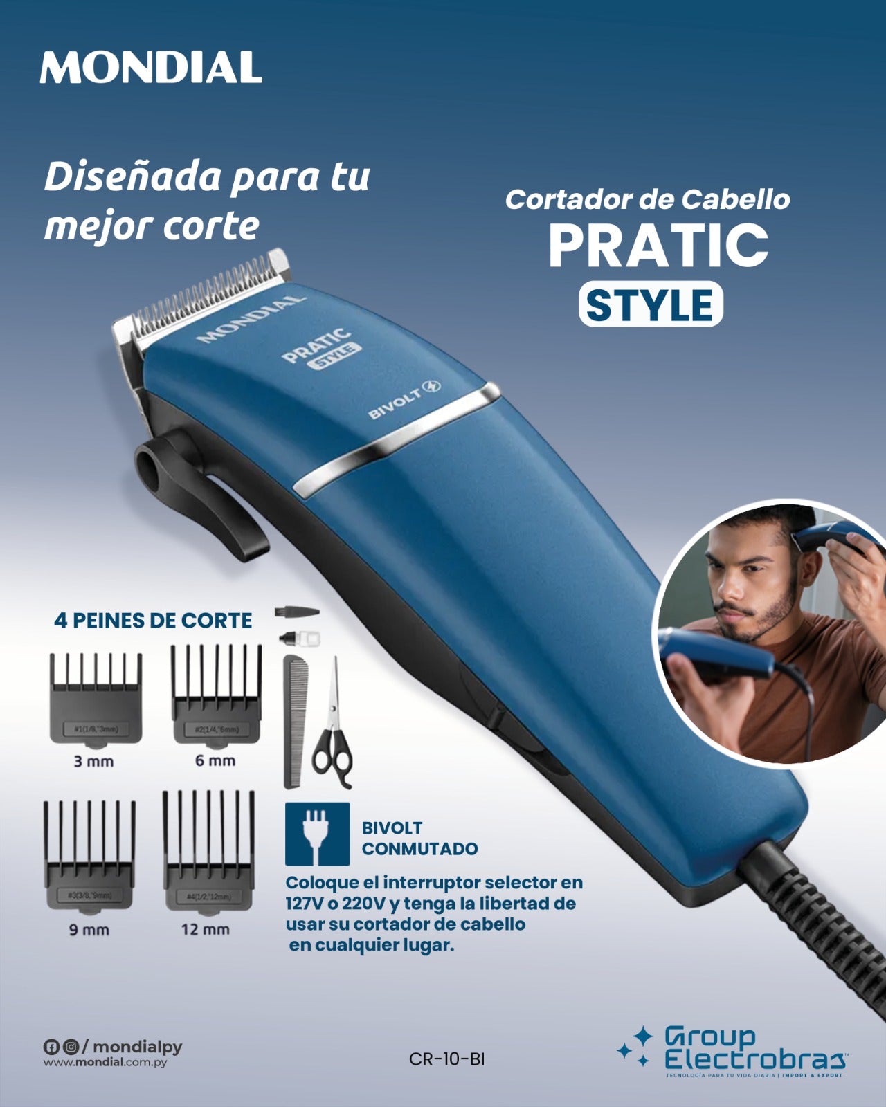CORTADOR DE PELO PRATIC STYLE BIVOLT CR-10-BI
