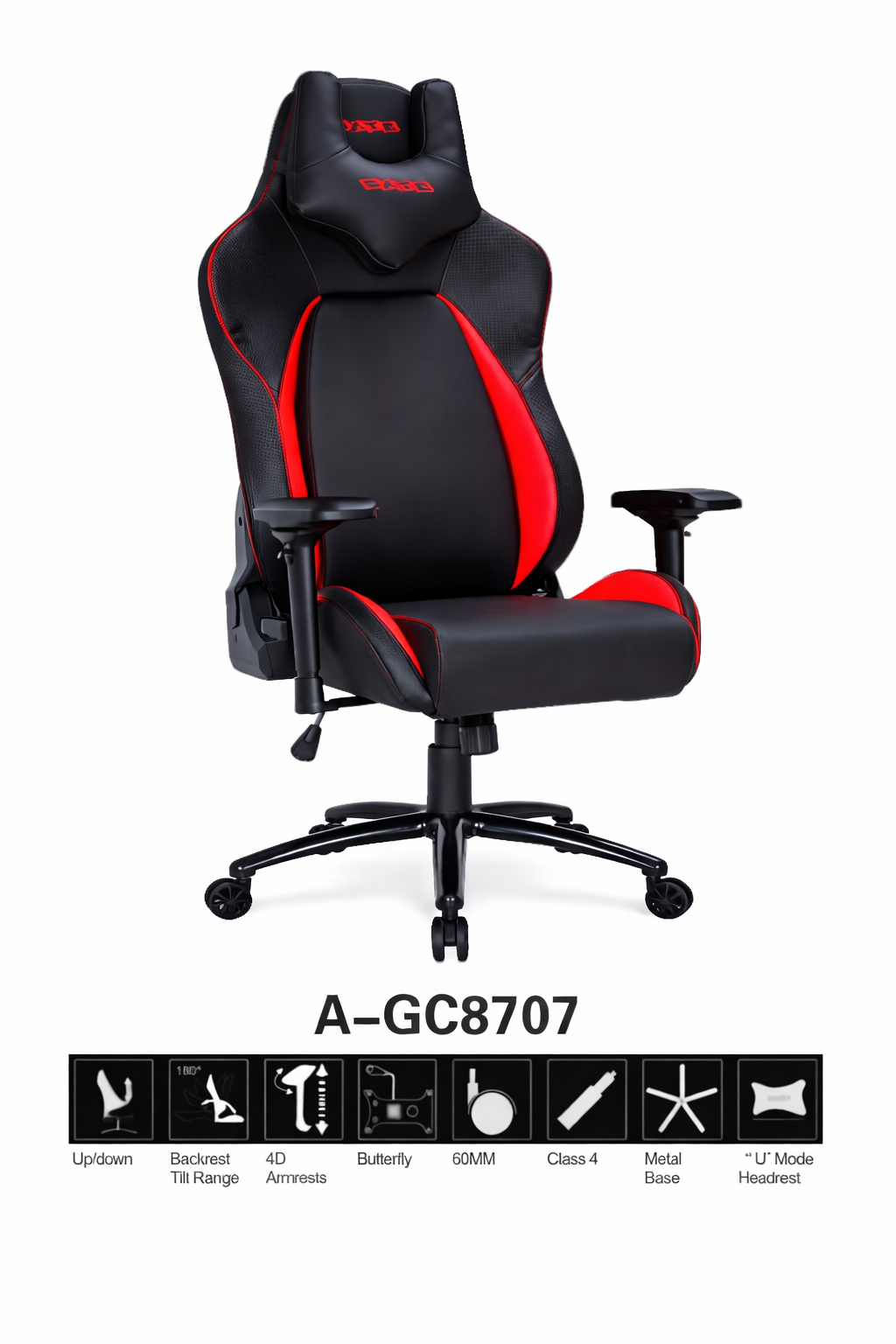 Silla Gamer SATE A-GC8707 Reclinable 180° con Reposabrazos 4D