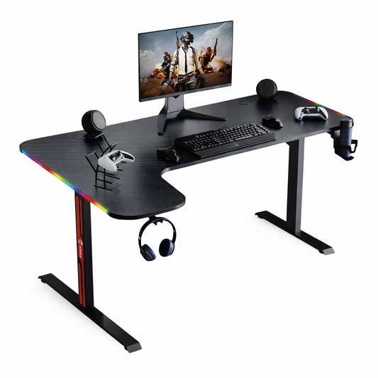 Mesa Gamer GT-603 en L 140+100 cm Negro con RGB