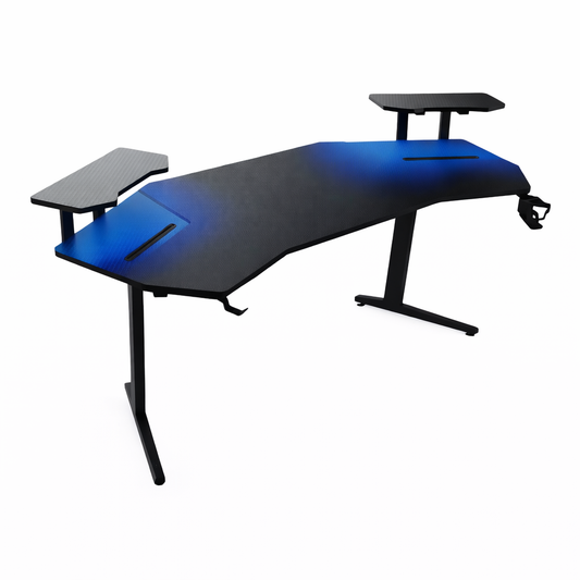 Mesa Gamer GT-605 187 cm Negro con Estantes y Soportes