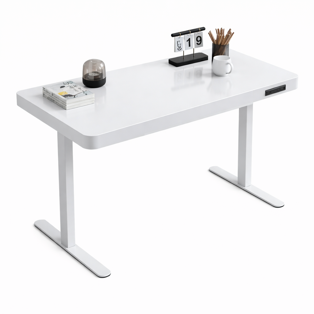 Mesa Gamer Motorizada A-MT502 Blanca con Vidrio Templado y USB